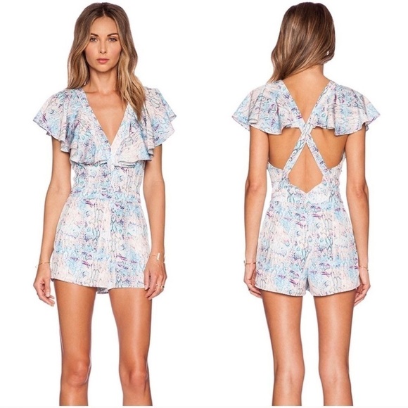 Lovers + Friends Cleo Romper in Pastel Python Size Small - Picture 1 of 6